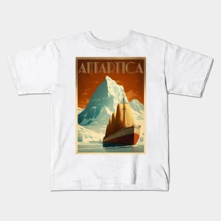 Antarctic Voyage Vintage Travel Art Poster Kids T-Shirt